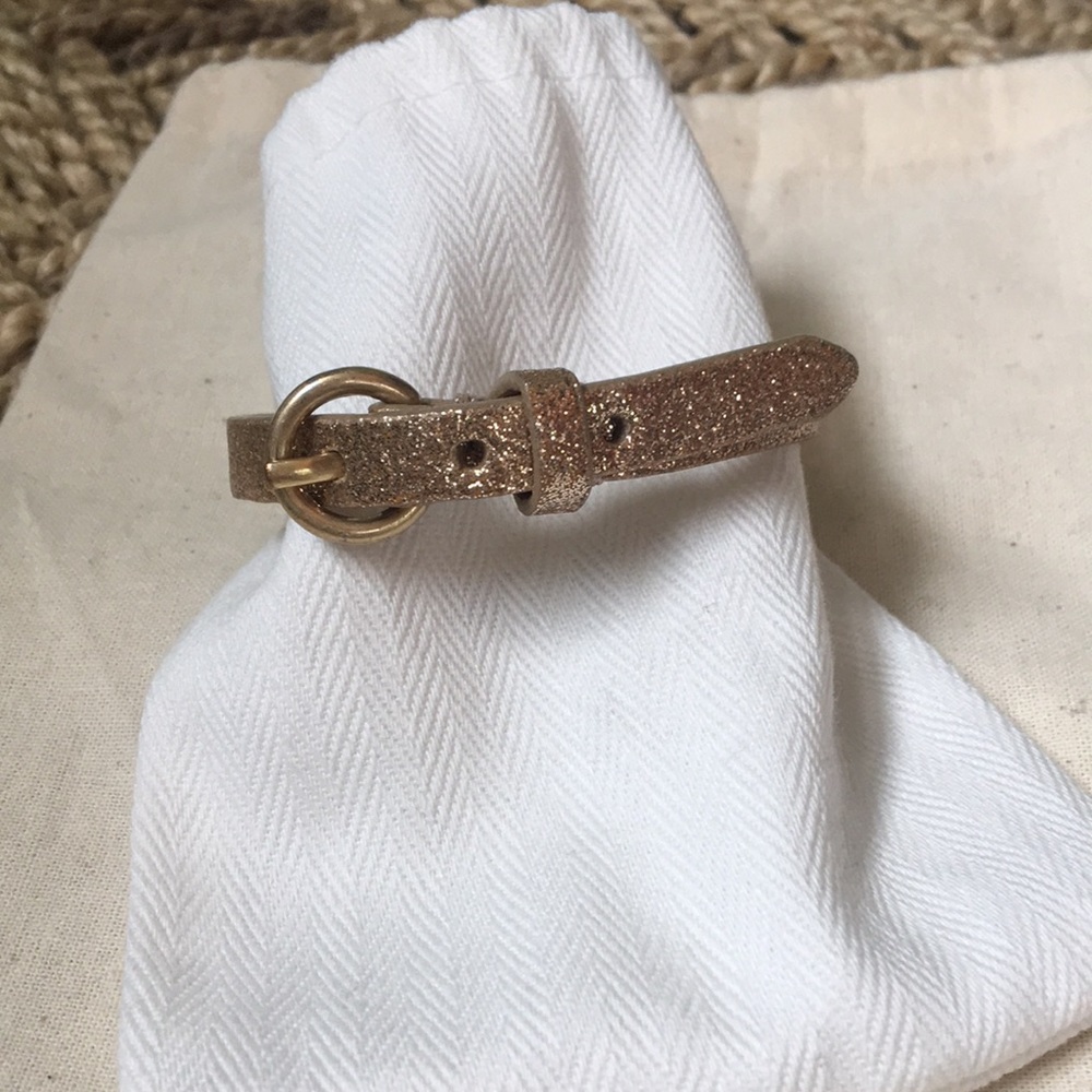 J Crew rose gold glitter leather bracelet